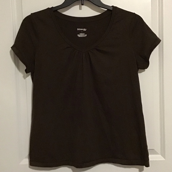 St. John's Bay Tops - St. John's Bay Dark Brown V-Neck Short Sleeve Tee